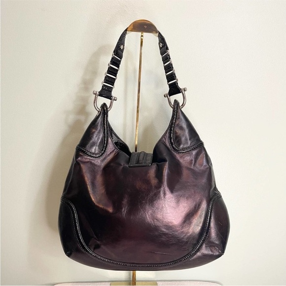 Tory Burch | Black " Horseshoe Hobo " Bag w/ Buckle Trim Handbag Bag Retail $565 - Picture 9 of 9